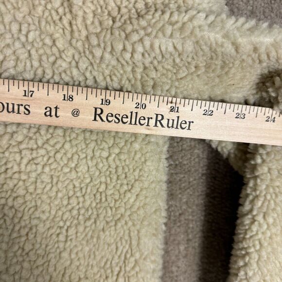 Abercrombie & Fitch Bomber Jacket Womens Size Medium Beige Sherpa Fleece‎ Zip Up - Picture 8 of 11